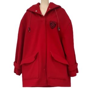 Vintage Blue Label Polo Ralph Lauren Wool Hooded Varsity Oversized Coat